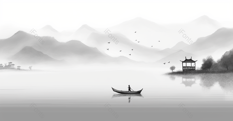 黑白色调山水水墨风简约背景图,插画/手绘图,插画/手绘图库,插画/手绘图下载,插画/手绘